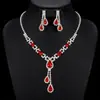 Collar de Novia Estilo Coreano Diamante de Cobre Gota de Agua Accesorios de Ropa Moda Todo-partido Joyería Roja Joyería de Lujo Ligero Traje de Joyería