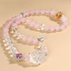 Pulsera al por mayor de cristal rosa natural y cristal blanco de zorro de nueve colas de doble vuelta, nueva moda china, fresca, original, para mujer, pulsera de amor