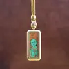 Pingente Thangka de Aço Inoxidável Colar com Pingente Thangka Pintado à Mão