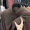 Sudadera popular de otoño e invierno con media cremallera y cuello alto, camisa base casual de negocios de color liso, ropa de hombre cálida y versátil de manga larga