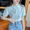 Roupas de Verão 2026 Nova Moda Camisas Femininas que Rejuvenescem Camisas de Algodão Puro Tops Jacquard All-Cotton Estilosos de Manga Curta para Mulheres