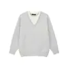 Ropa para Hombre Mtlclothes Estilo Coreano Cuello en V Profundo Falso Dos Piezas Juvenil Suéter de Punto Holgado Casual Versátil y Moderno.