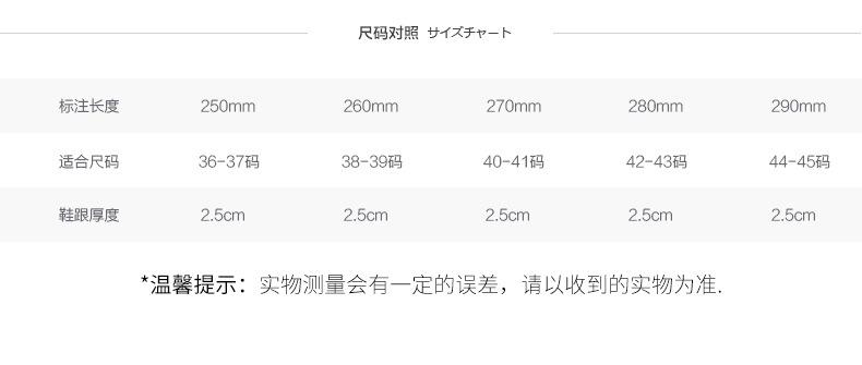 亚麻尺码表