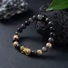 Pulseira Pixiu de obsidiana prateada para homens com um design único e estiloso, acessório de luxo leve e versátil para mulheres
