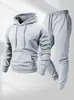 Conjunto de Dos Piezas para Hombre de 250g, Sudadera con Capucha Deportiva de Color Sólido de Moda Transfronteriza, Sudadera con Capucha y Pantalones de Chándal para Hombre