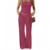 Comércio Exterior Transfronteiriço Amazon 2026 Conjunto Feminino Casual Europeu e Americano com Top Tubo Listrado e Calça Longa de Cintura Elástica para Férias e Casa