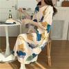 Pijama Feminino Verão Estilo Coreano Bonito Desenho Animado Mulheres Grávidas Fino Solto Ding-dang Gato Verão Manga Curta Camisola de Estudante Roupas para Casa