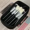 Bolsa Transparente de PVC para Brochas de Maquillaje, Bolsa de Almacenamiento Portátil con Cremallera Impermeable, Bolsa de Maquillaje para Rubor y Productos de Belleza