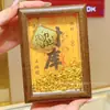Adorno de Marco de Fotos de Tesoro de la Fortuna de Oro Puro 999, Acumulación de Riqueza Dorada, Exhibición de Posición Atractora de Fortuna y Riqueza en la Sala de Estar, Regalo de Año Nuevo
