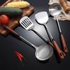 Espátula de Acero Inoxidable 304 con Mango de Madera Antideslizante para Uso en Casa, Juego de Utensilios de Cocina, Espátula para Freír, Resistente al Calor