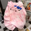Moletom com Capuz Rosa Criativo Fofo Preguiçoso Estilo Coreano 2025 para Mulheres Outono e Inverno Fino Solto Tie-Dye Top Criativo