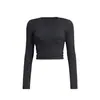 Estilo Fino Primavera e Verão Afunilamento na Cintura Emagrecimento Esportivo Clássico Fitness Manga Longa Camada Base Gola Redonda Camiseta Secagem Rápida Respirável Alta Elasticidade Top
