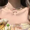 Collar de Nudo de Lazo con Cuentas de Colores para Mujer en Verano, Moda de Lujo Ligero, Gargantilla Pequeña de Cuentas Semilla, Cadena para el Cuello Dulce Versátil de Nicho