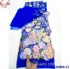 Material para vestido de noche bordado fondo grueso flor grande 3D malla transparente vestido aplique tela de encaje bordado