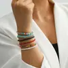 Joias Transfronteiriças Europeias e Americanas Personalizadas Coloridas Joias de Mão Contas de Arroz de Vidro Pulseira Elástica de Conjunto Feminina Atacado Não