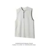 Colete Deconstruído de Alta Qualidade Estilo Retrô Americano Resistente para Homens, Top Casual Fresco de Verão com Gola com Zíper, Camiseta Sem Mangas
