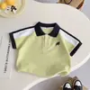 Conjunto de verano de manga corta para niños, ropa de verano nueva, POLO de bloques de color, elegante conjunto de dos piezas para niños y bebés, fresco y moderno