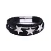 Pulsera de Cuero Temu Transfronteriza, Pulsera de Cuero Tejida Multicapa Moderna y Versátil, Pulsera Personalizada de Estrella de Cinco Puntas para Hombre