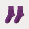 Calcetines para Mujer, Algodón Peinado, Media Pantorrilla, Suaves y Cómodos, Estilo Grueso para Primavera, Otoño e Invierno, Calcetines Largos para Niñas, Calcetines Texturizados Negros y Blancos