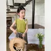 Colete de Verão para Meninas, Marca Tendência Estilosa Infantil, Tricô Jacquard de Renda Estilo Coreano, Top Fresco Sem Mangas