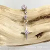 Brincos de Titânio Astmf-136 Estrela de Quatro Pontas Titânio G23 Rosca Interna Brincos de Zircônia Piercing Joias para Piercing Cabeça