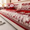 Almofada de sofá temática de Natal, vermelha e festiva, com base antiderrapante, feita de tecido chenille e projetada para proteger o sofá de arranhões de gato