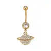 Piercing de ombligo de acero inoxidable 316L europeo y americano transfronterizo con circón dorado, colgante con gota de aceite