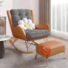 Sillón mecedor de lujo ligero y perezoso, reclinable de ocio para balcón estilo italiano, sofá con estampado de pata de gallo para sala de estar y dormitorio, mecedora para adultos