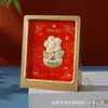 Marco de Fotos 3D con Lámina Dorada Atrae Riqueza Adorno de Escritorio Calabaza Dios de la Riqueza Bolsa de la Suerte Decoración de Escritorio Souvenir de Inauguración Reunión Anual Regalo