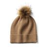 Gorro de Cachemira Tejido para Mujer Otoño e Invierno Cálido con Volantes Bola de Piel Extraíble Gorro de Lana