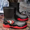 Botas de Chuva de Veludo Fixas Mais Vendidas Transfronteiriças Botas Quentes de Veludo Sapatos Impermeáveis Resistentes ao Desgaste Botas de Chuva para Motociclista Pesca Cozinha Sapatos de Borracha