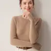 Suéter feminino de malha 100% caxemira pura, gola redonda, listrado, clássico, versátil, slim fit, novidade outono e inverno