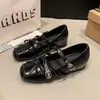 Zapatos Mary Jane de cuero de punta cuadrada de nicho ins de verano para mujer, modelo nuevo 2026, con 4 cm de aumento de altura interior, bailarinas con lazo