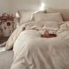 Juego de cuatro piezas de jacquard teñido en hilo de algodón lavado de 60 hilos, 100% algodón, puro algodón, suave y amigable con la piel, incluye funda de edredón, sábana bajera y ropa de cama