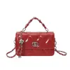 Bolso Cuadrado Pequeño Acolchado con Cadena Estilo Chanel, Bolso de Mano Moderno de Lujo Ligero Sencillo, Bolso Cruzado de Hombro de Color Sólido Elegante de Nicho