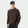 Suéter de punto texturizado de alta gama con cuello de solapa, nueva colección otoño/invierno 2026 para hombre, estilo retro de moda "old money", jersey cálido