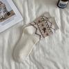 Fairland Calcetines Vintage de Cachorro para Mujer Otoño e Invierno Espesos Cálidos de Lana Lazo Dibujos Animados Estilo Japonés Lindo Calcetines de Tubo Medio
