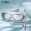 Gafas de Natación de Silicona, Marco Grande Electroplateado de Alta Definición, Antivaho, Impermeables, con Tapones para los Oídos Integrados, Gafas de Natación Unisex
