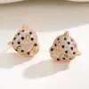 Pendientes Colgantes de Cabeza de Leopardo Hip-Hop Europeos y Americanos Transfronterizos Más Vendidos Set de Collares Microincrustados con Diamantes Moda Accesorios de Lujo Ligero Venta al por Mayor