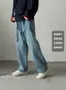 Calça Jeans Reta para Meninas 2026 Outono Novo Estilo Roupa Infantil com Strass e Design Wide-Leg