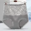 Ropa interior sexy de encaje de cintura alta para mujer talla grande de algodón antibacteriano transpirable parte inferior de cintura alta que contrae el abdomen moldeador de cadera bragas