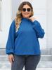 Top de punto para mujer primavera y otoño nuevo transfronterizo europeo y americano talla grande para mujer camiseta de medio cuello alto flocado de canalé camisa básica