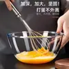 Tazón grueso de vidrio de borosilicato, tazón transparente para ensaladas, tazón grande antiadherente para mezclar, tazón para hornear y batir huevos, resistente a altas temperaturas