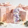 Novas decorações de Natal com boneco de neve roxo transfronteiriças de 26 letras, enfeites acrílicos 2D para casa e carro