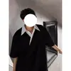 Camisa Unisex de Verão com Design Solto, Manga Curta, Gola Irregular, Falsa Duas Peças, Versátil, Casual, Meia-Manga