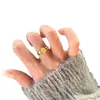 Anillo de Apertura Oval con Circonita Bañado en Oro Real de 18K Estilo Francés Lujo Ligero Anillo Versátil Moda Estilo Hong Kong Joyería Vintage