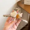 Elegante pinza de garra floral para peinado semi-recogido, nuevo modelo 2026 para mujer, pinza de tiburón de tamaño mediano para la parte trasera de la cabeza, accesorio para el cabello