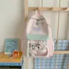 Mochila Estudiante Fresca de Verano Bloque de Color Energía para Secundaria Preparatoria Estilo Padre-Hijo Viaje de Vacaciones Mochila Tamaño Primaria