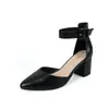 Zapatos de Salón Individuales de Primavera y Verano, Punta Fina, Tacones Gruesos Huecos, Tacones Altos, Sandalias de Dedos con Hebillas, Moda de Banquete y Estilo Simple