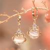 Camisa Brocada Piedra Ojo de Gato Candado Ruyi Aretes para Mujer 2022 Nuevos Aretes de Celebridad de Internet Combinan con Todo Aretes con Sentido del Diseño